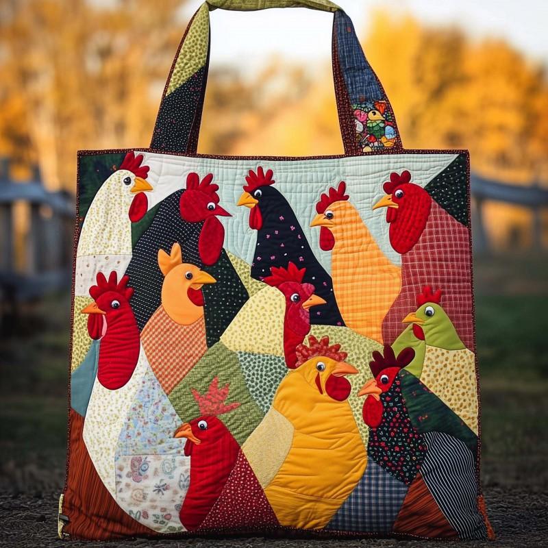 Chick Print Quilted Tote Bag Crossbody Medium Size Street Style Daily Use