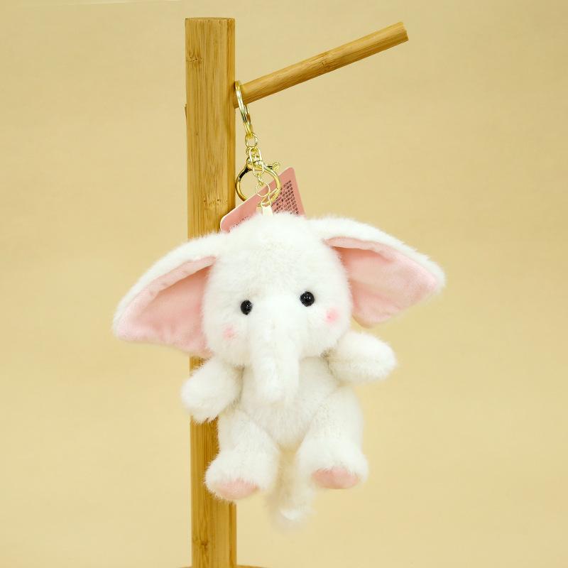 Grey Elephant Plush Keychain, Cute Stuffed Animal Keyring, Kawaii Elephant Bag Charm, Decorative Backpack Accessory Gift