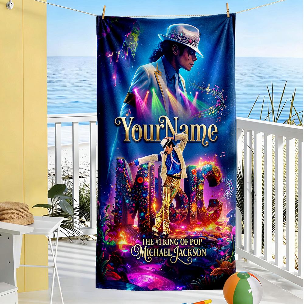 Michael Jackson Personalized Name Beach Towel High Absorbency & Quick-Dry Suitable for Swimming Gym Camping Yoga Vacation