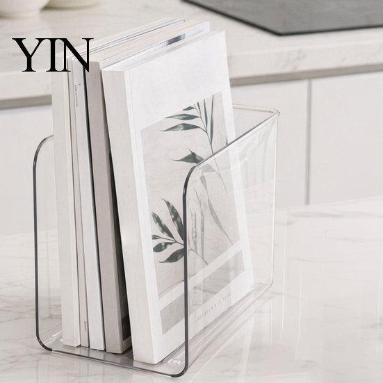 Thick Book Holder Vertical Storage Rack, Large Capacity Clear PET Organizer, Durable Rack Bookend Desk Box, for Documents Magazines Organizer