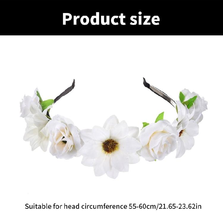 Stylish Fabric Flower Hairhoop with Leaves Birthday Party Gathering Headband Garland Hairband for Various Event