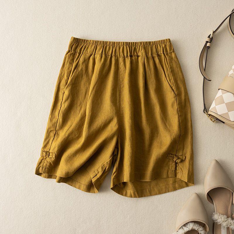 Summer Women's Shorts High Waist Straight Leg Pants Comfortable Breathable Cotton and Linen Casual Pants