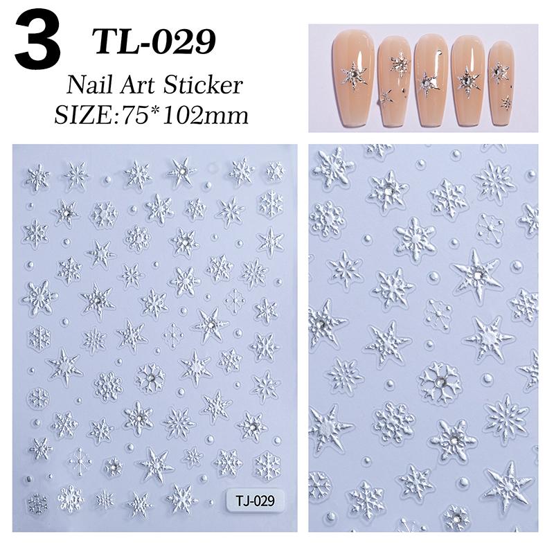 

Зимняя снежинка Рождественская наклейка для нейл-арта 5D Блестящая Тисненая Рельефная Самоклеящаяся Наклейка-Шарм для Ногтей Украшение для Нейл-Арта