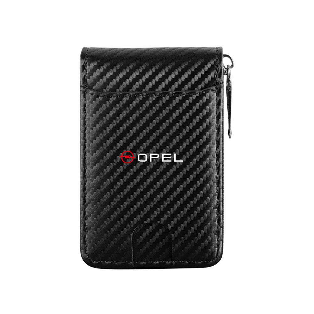 For Opel OPC Astra K Vectra Corsa Zafira Insignia Mokka Car Emblem Driver License ID Card Holder Storage Bag Case Wallet Decor