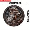 2D Flat 20*20cm1pc Zeus-Inspired Round Wooden Wall Art, Ornate Zeus Head & Floral Design, Ideal for Home, Office, Bar Decor or Wedding Gift.