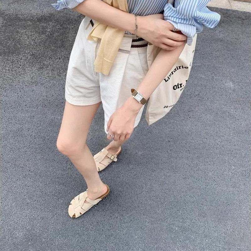 Sheepskin version~ Wear Doctrine Summer Hollow Casual Boken Baotou Cold Slippers Women's Pig Cage Slippers Outside Wear