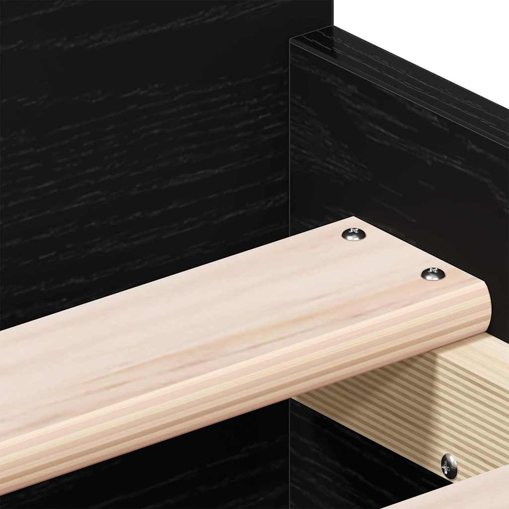 Bed Frame Black Oak Effect 193 x 78 x 50 cm Engineered Wood