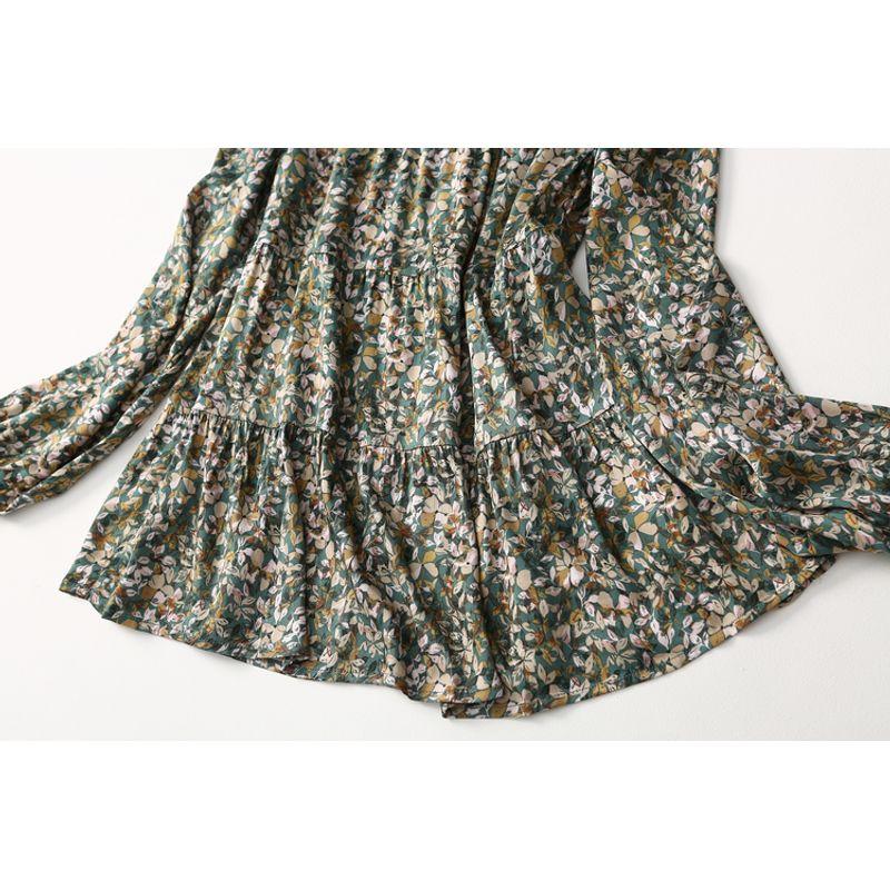 Foreign Trade Original Order Loose Print Long Sleeves Cotton Silk Shirt Artificial Cotton Tops Doll Shirt Summer Plus Size Women's Clothing