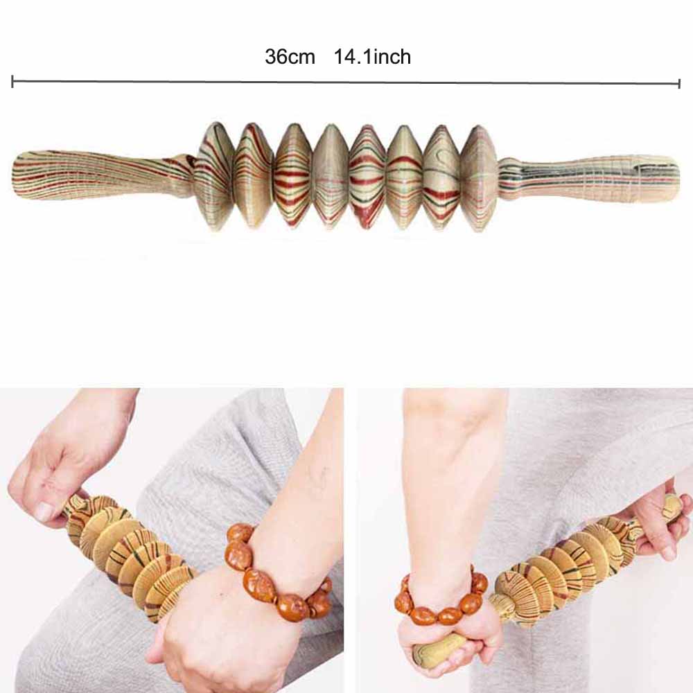 Tcare Wooden Exercise Roller Gua Sha Handheld Cellulite Blasters Sports Injury Body Trigger Point Muscle Roller Sticks Massager