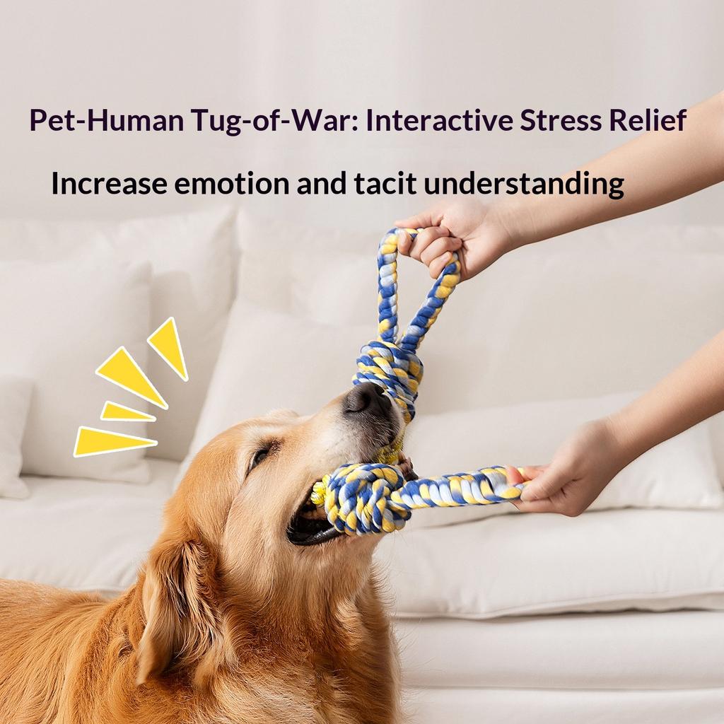 Indestructible Cotton Rope Tug Toy For Large Medium Dogs,Interactive Training Chew Toy,Tough Teeth Cleaning Stress Relief Fidget