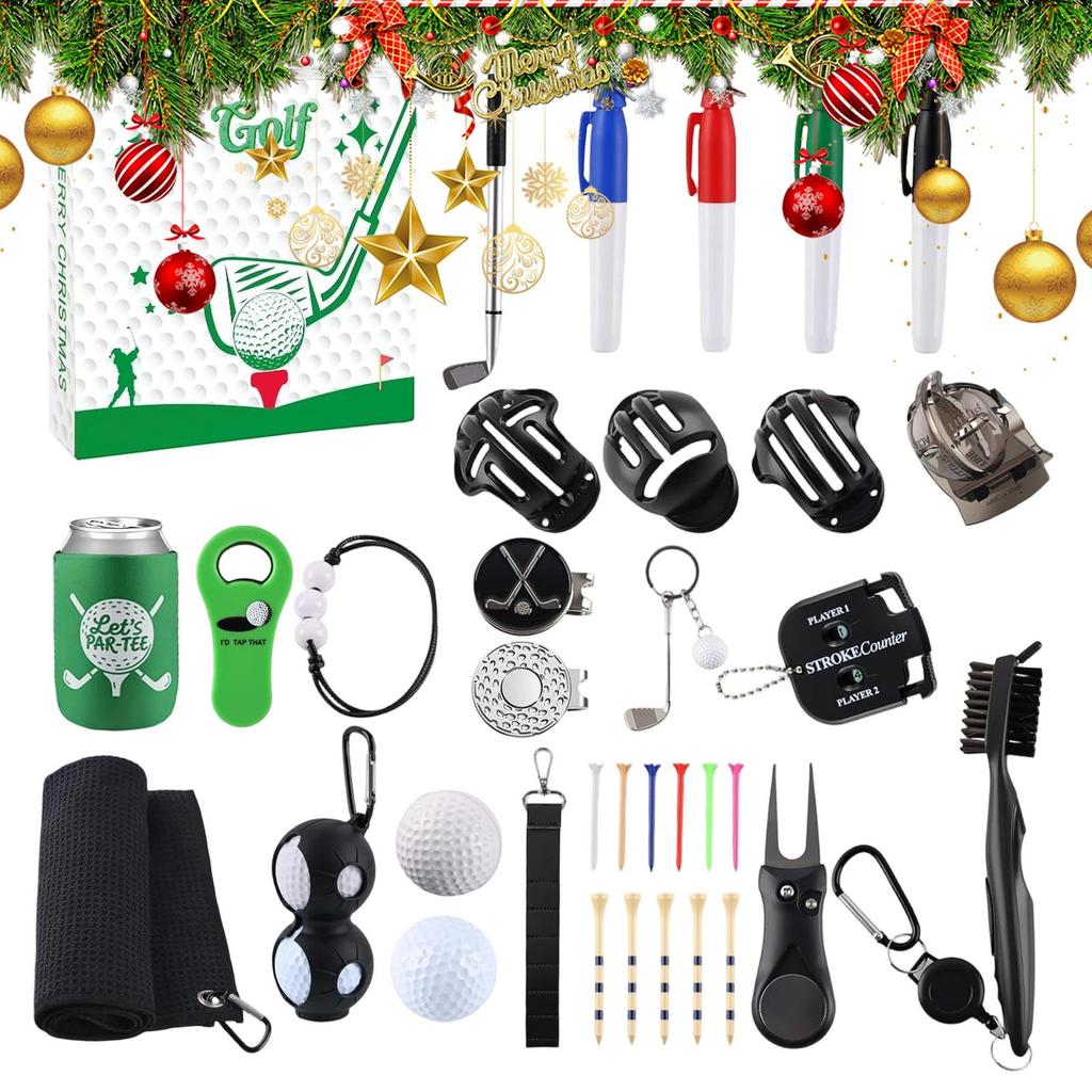 Weihnachts-Countdown-Kalender 24 Tage Golfzubehör Golfsport Adventskalender für Anfänger Enthusiasten Vater Sohn Freund