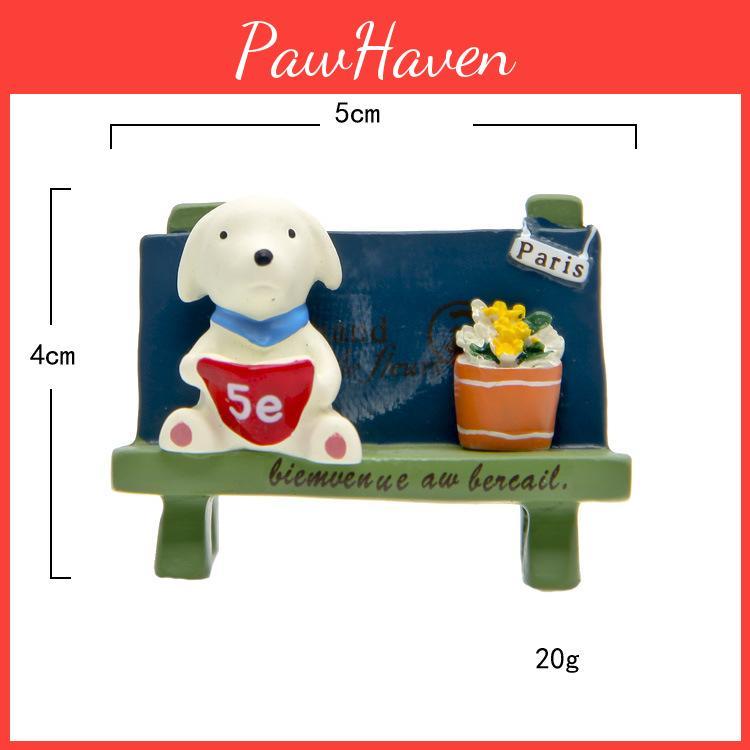 Cute Cartoon Dog Flower Bench Reading Scene Model For Desk Decor And Photography Props