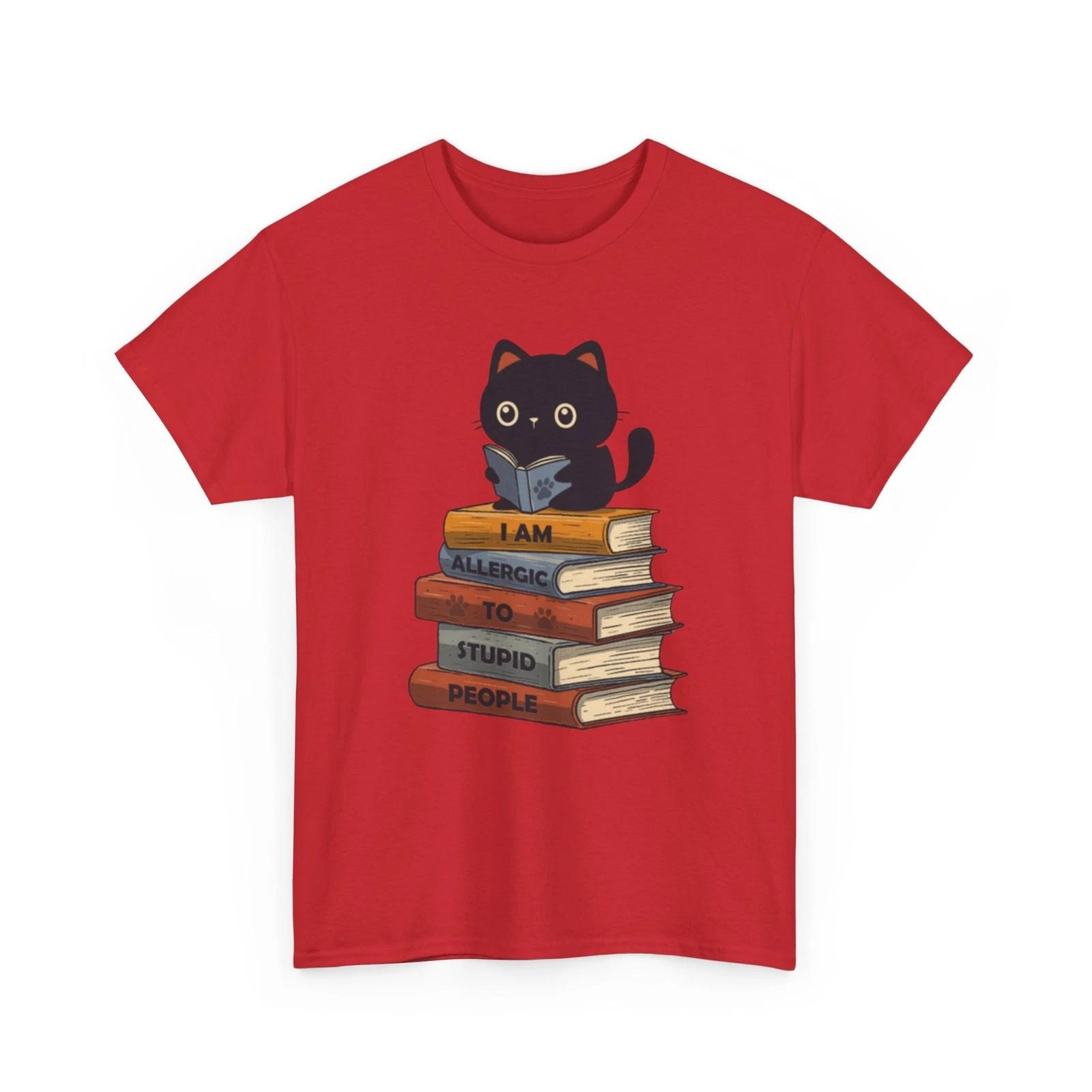 Allergic To Stupid People | Funny Black Cat Shirt | Cat Shirt Women & Men XL