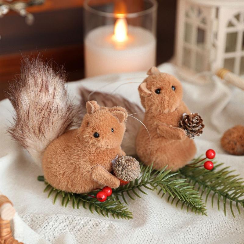 Cartoon Squirrel Hanging Decoration With Pinecone Accent Holiday Decoration For Christmas Gifts