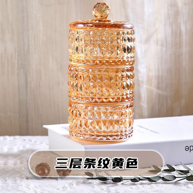 European Creative Luxury Crystal Glass Candy Jar with Lid Dried Fruit Jar Jewelry Storage Box Home Decoration Storage Jar