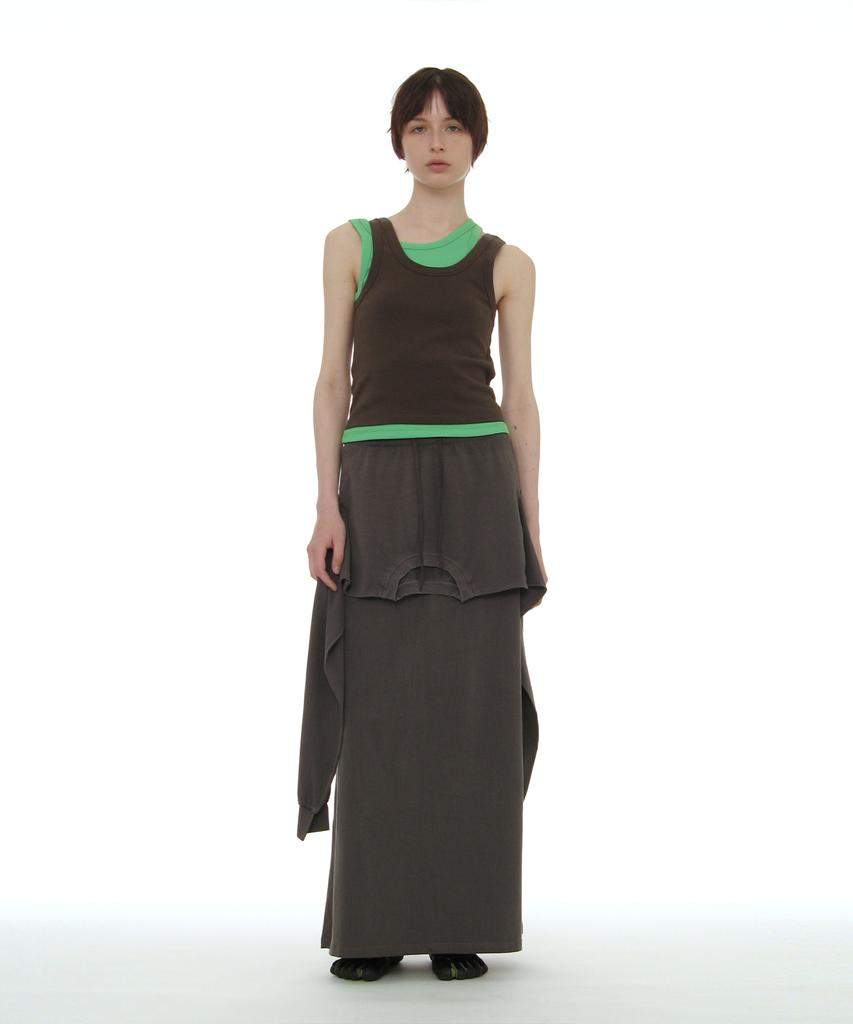 Partimento Woman Deconstructed Tee Maxi Skirt_Charcoal