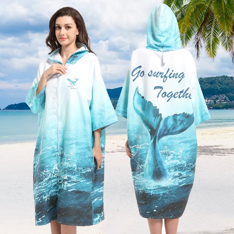 Quick-Dry Surf & Dive Change Robe: Zippered, Absorbent Beach Towel Poncho