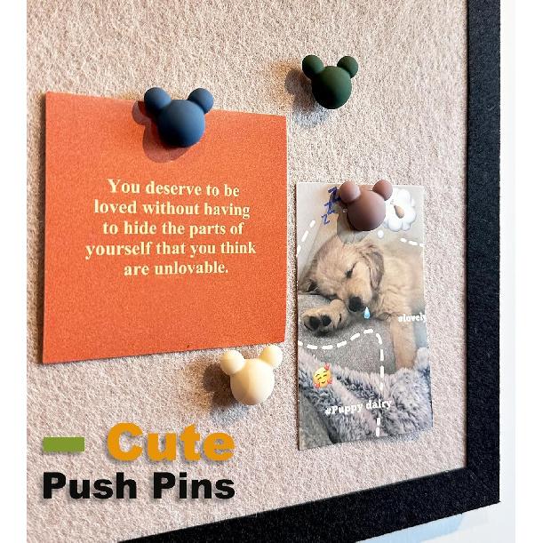 24 Pcs Cute Push p,Colorful Decorative thumbtacks,Mouse Push p,for Cork Board,Office or Home (24 Pcs- Velvet)