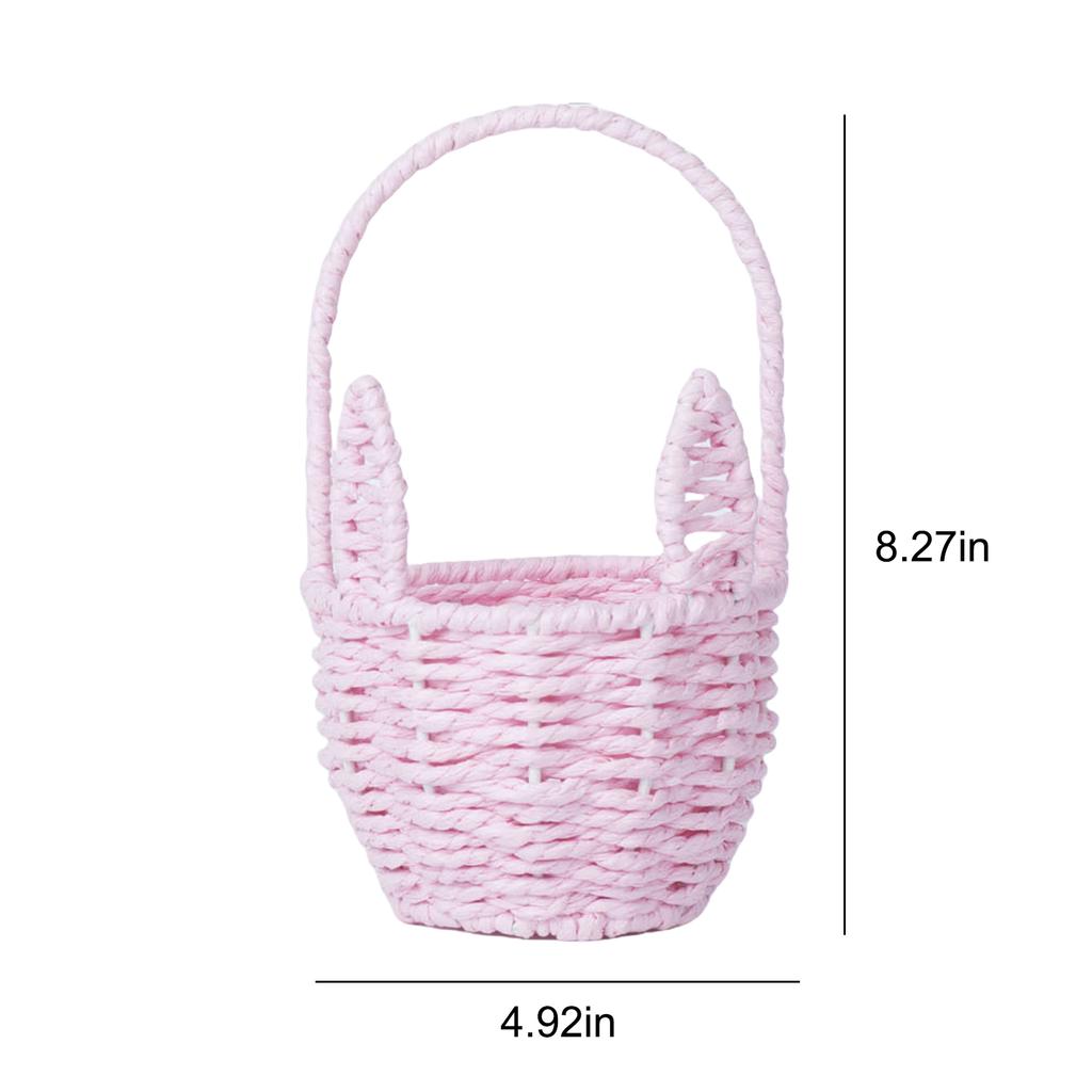 Easter Cute Rabbit Ears Basket Multi-Purpose Creative Storage Bin Paper Rope Flower Basket for Camping Holiday Home Decor