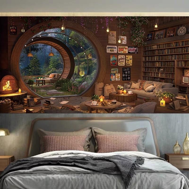 

VIKAMA Landscape Background Cloth Ins Tapestry Living Room Bedroom Decoration Personalized Minimalist Style Tapestry Decoration 74x94cm(29x37in)