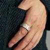 Adjustable Plated Cross Ring Men Women With Hammered Texture Minimalist Statement Finger
