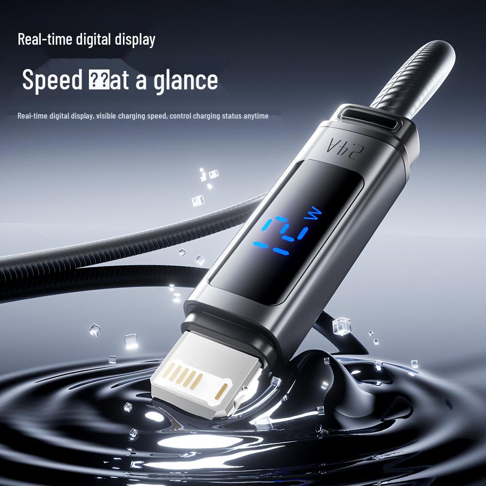 Tookci 2.4A Fast Charging Silicone Data Cable with Digital Display for iPhone 14/13/12