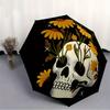 1pc Skull Flowers Auto Open/Close Leisure Umbrella, Portable Folding Umbrella for Travel, Themed Events, It is suitable as a gift for various festival
