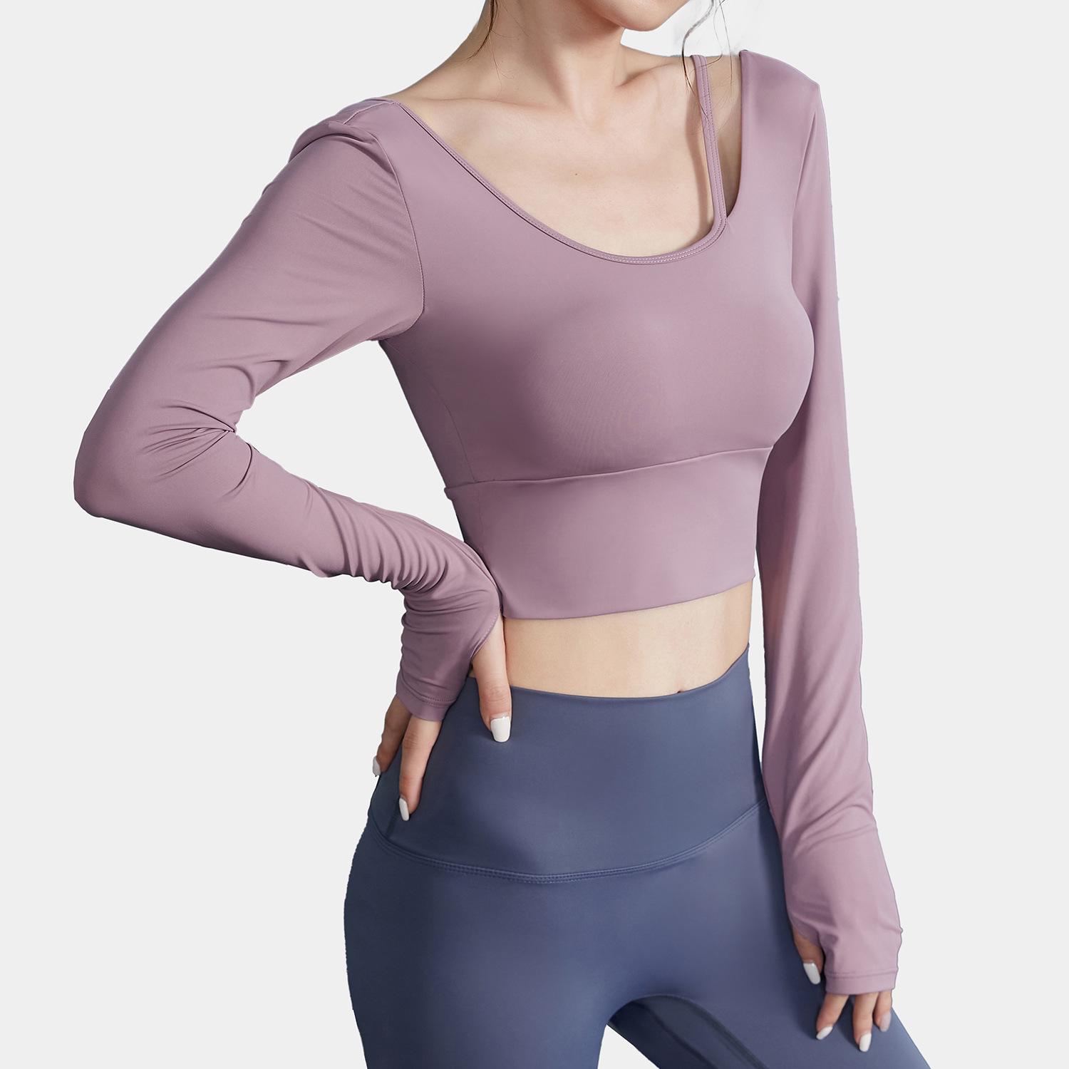 

Женский цельный топ для йоги на бретелях и с нагрудными вкладышами - Сексуальная быстросохнущая фитнес-рубашка с длинным рукавом Medium