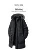 Men's Plus Size Mid-Length Winter Jacket with Detachable Hood and Fur Collar