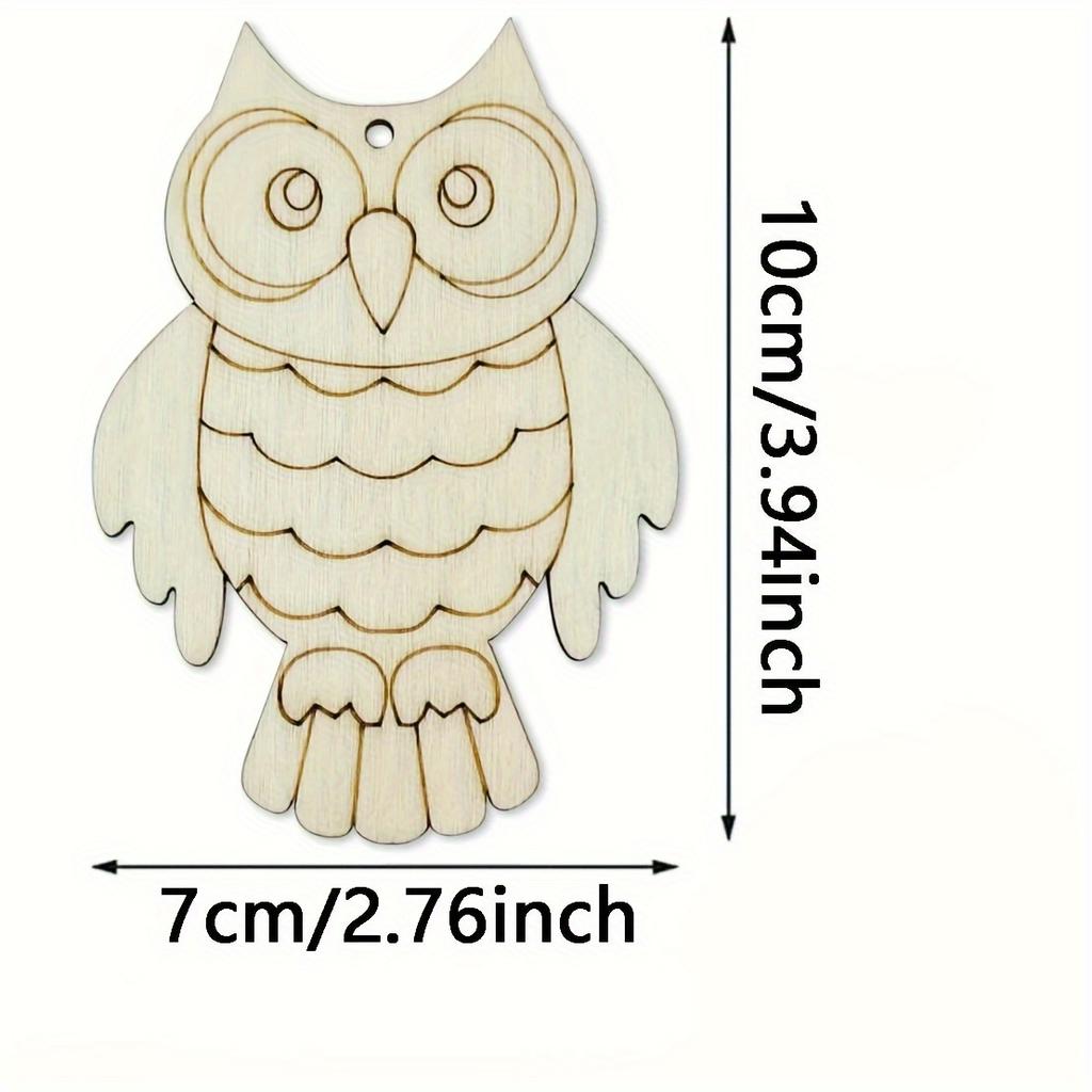 20/30/40 Owl wood Cut pieces, DIY handicrafts, blank wooden ornaments with holes Party decorations, holiday gift decorations
