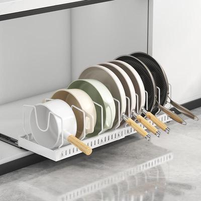 Wow-oh Expandable Frying Pan Storage Cabinet with Adjustable Pull-Out Pot Rack