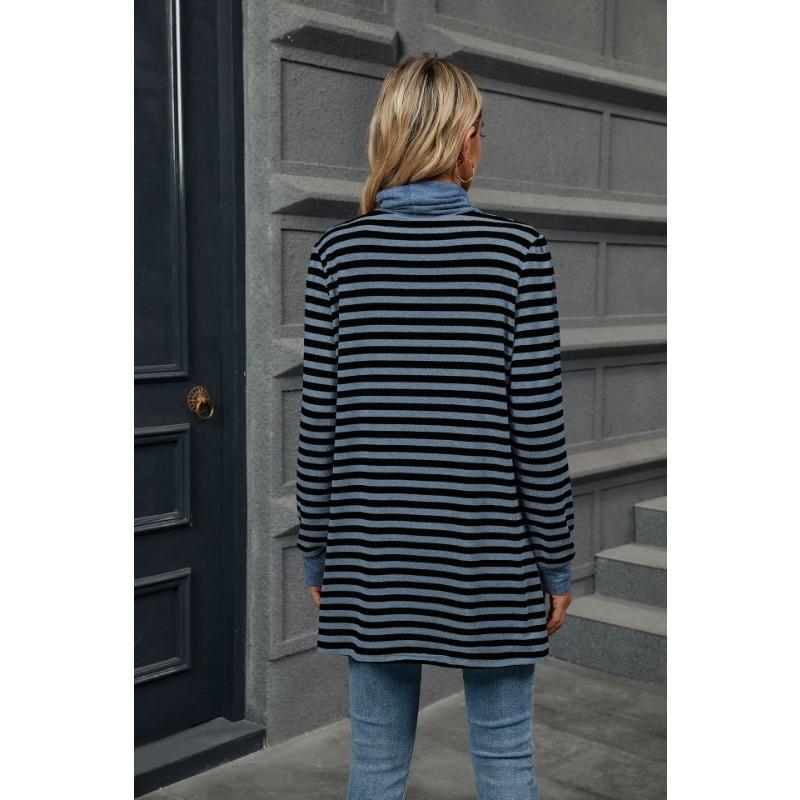 YYFS Dam Mode Casual Vår Höst Randigt Tryck Långärmad O-Hals Blusar & Skjortor