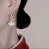 New Korean Fashion Crystal Ginkgo Leaf Earrings For Women Jewelry 2024 Trending Luxury Women's Pearl Opal Drop Earrings JN9