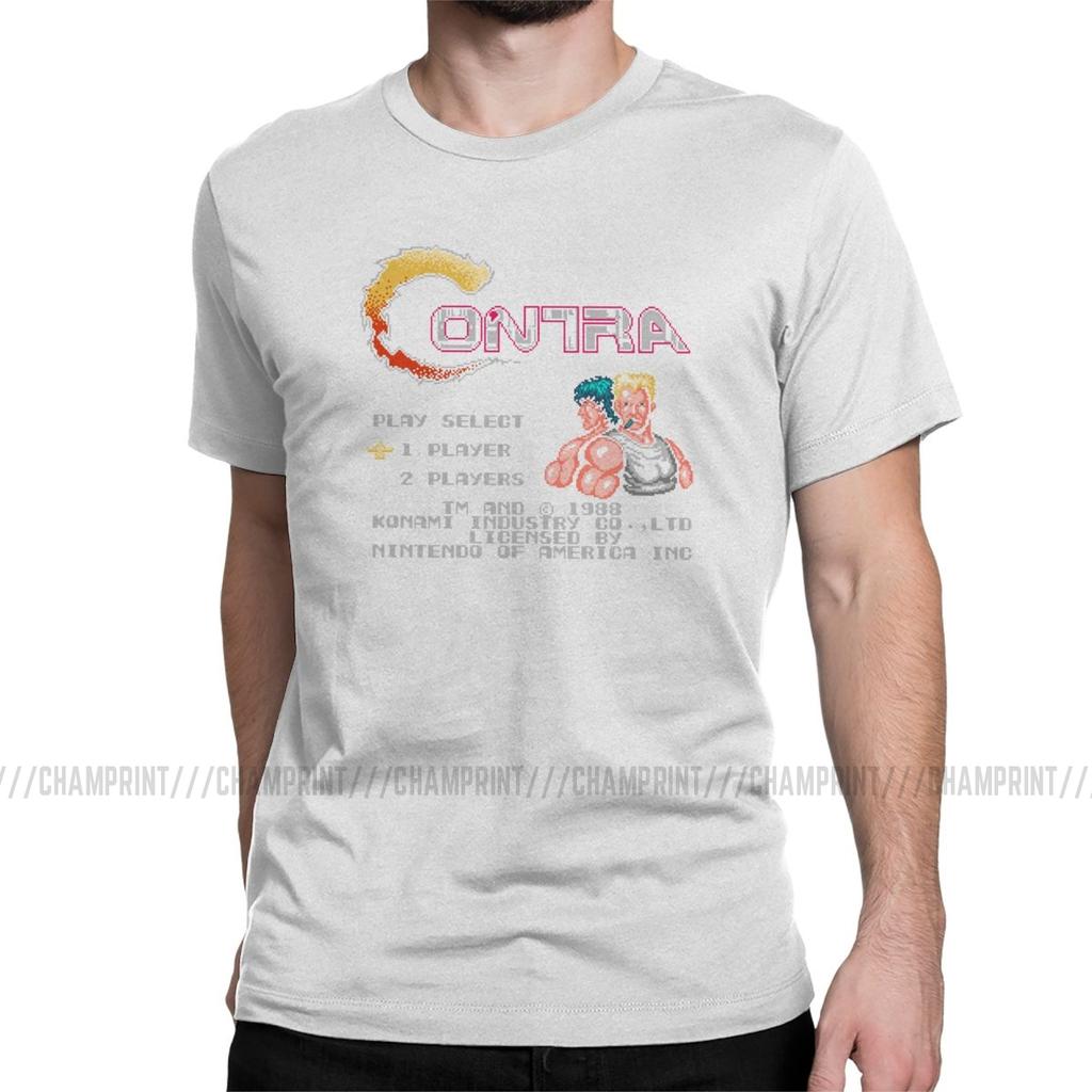 Contra NES Retro Video Game Mens T Shirts Funny Tees Short Sleeve Round Neck TShirt 100 Cotton Birthday Gift Tops