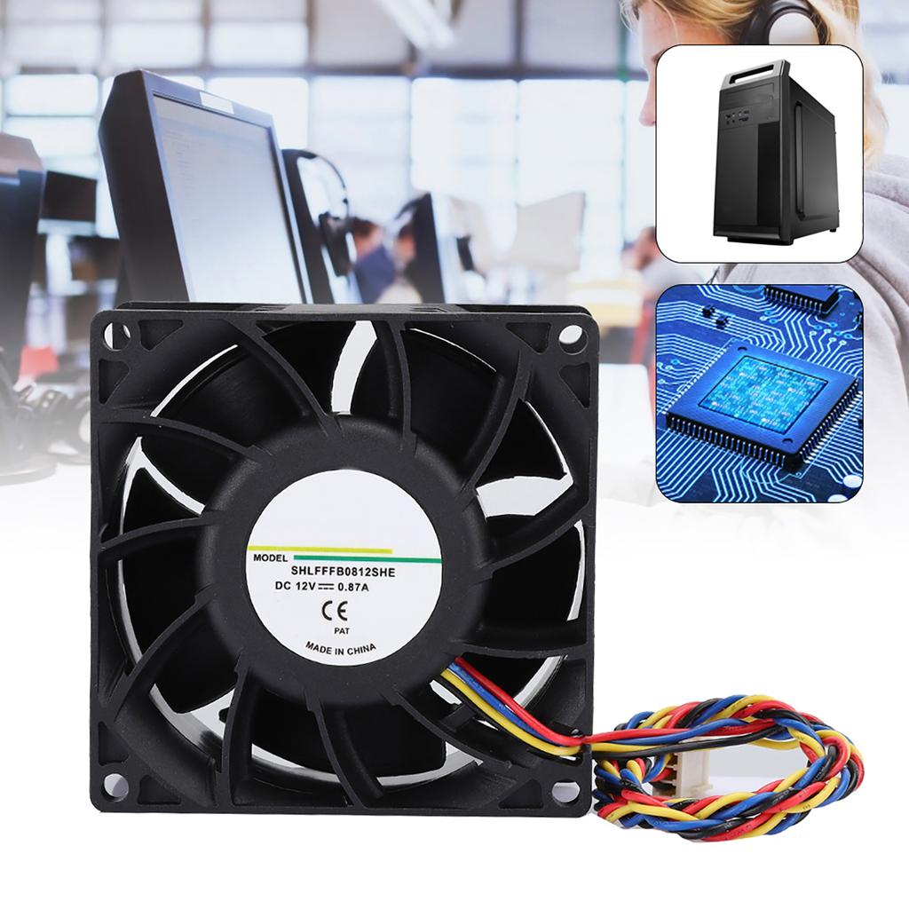CPU Cooler Dual Ball PWM 4 Wire Computer Chassis Cooling Fan 4900RPM Speed 12V 0.87A