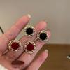 Bean Earrings Red Contrasting Color Drip Oil Women's Earrings French Artistic Design Exquisite Fashion Simple Jewelry Gifts