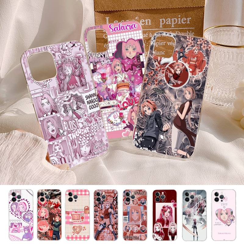 

Bandai Anime Naruto Haruno Sakura Phone Case For iPhone 14 13 12 Mini 11 Pro XS Max X XR SE 6 7 8 Plus Soft Silicone Cover