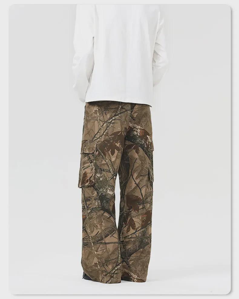 Salopetă LKTM Camuflaj Retro American: Pantaloni casual de exterior la modă, cu croială largă, pentru bărbați și femei