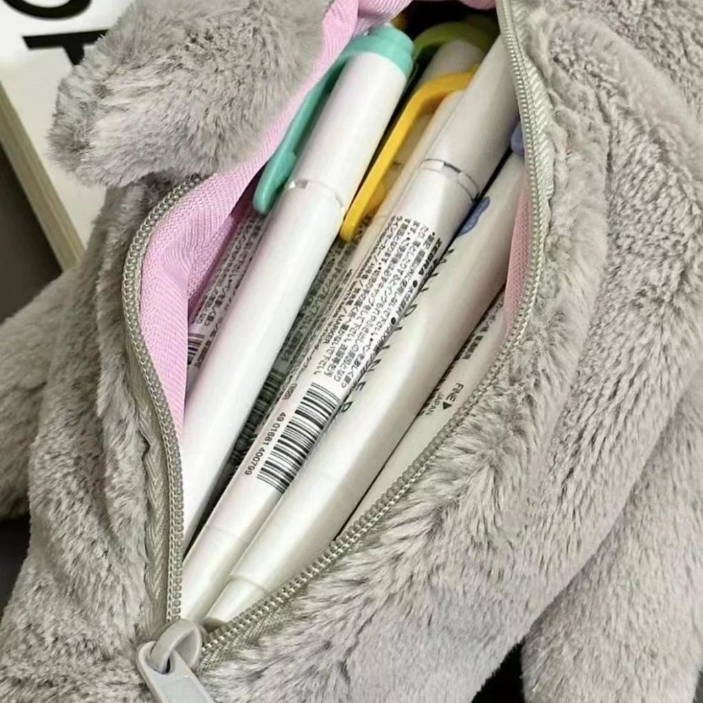 Pencil Pouch, Plush Cartoon Shark Pencil Case, Large Capacity Bag, Zipper Cute Pen Holder for School Office Home