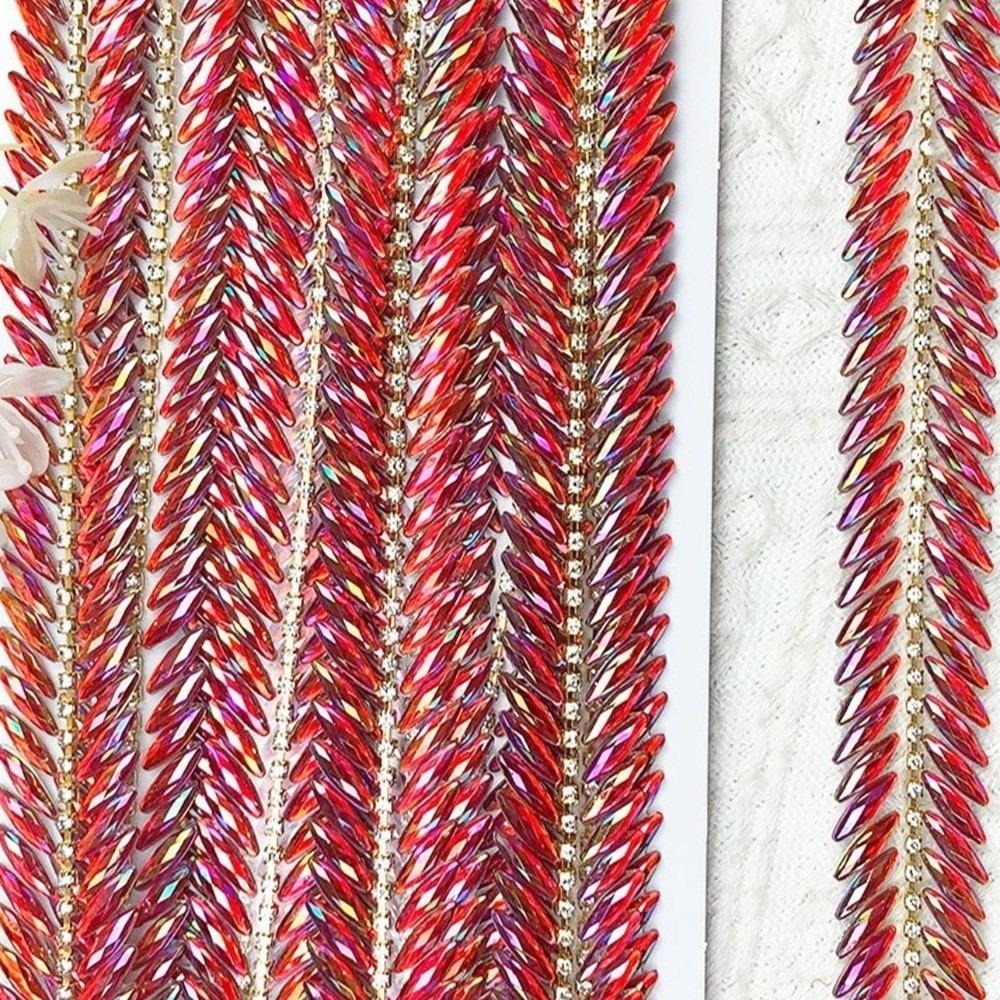 1Yard Rhinestone Ribbon Hot Fix Rhinestone Trim DIY Repair Decoration Trim Beaded Lace Trim Glue on Resin Rhinestone Ribbon