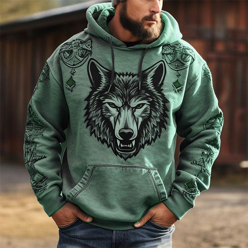 Animal Wolf 3D Digital Printed Men's Personalized Trendy Hoodie Sweatshirt