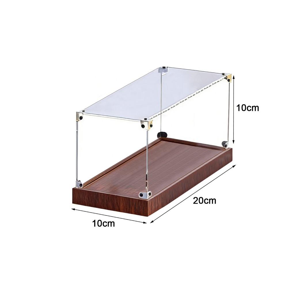 Transparent Acrylic Acrylic Display Case Stackable Design Wooden Bottom Model Display Case No-glue Assembly Display Box