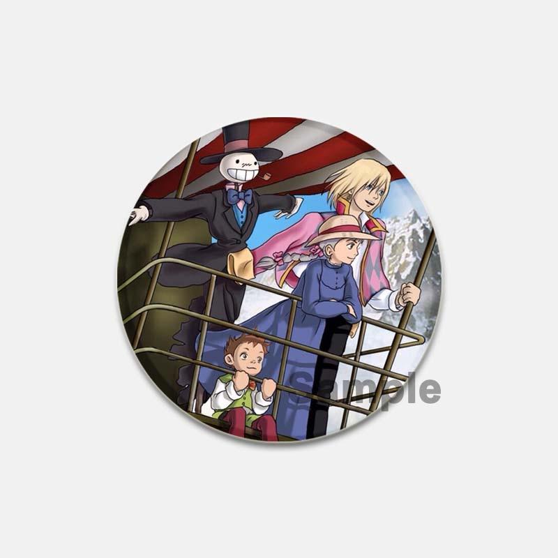 58MM Ghibli Studio Brooch Cartoon Howl's Moving Castle Cosplay Badges Enamel Pins Collection Breastpin for Backpacks Clothes Decor