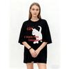 Oversized T Shirt Black Cat Graphic Print With Text I Have Miss Emaggie cf Casual Wear For Women Streetwear Fashion Summer Top