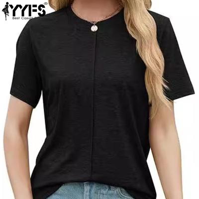 Women's Fashion Casual Summer Spring Solid Color Print Short Sleeve O-Neck Blouses & Shirts