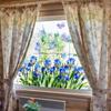 Tulip and Leaf Colorful Flower Window Stickers Glass Wall Decal Flower Butterfly Glass Electrostatic Film Floral Print Rose