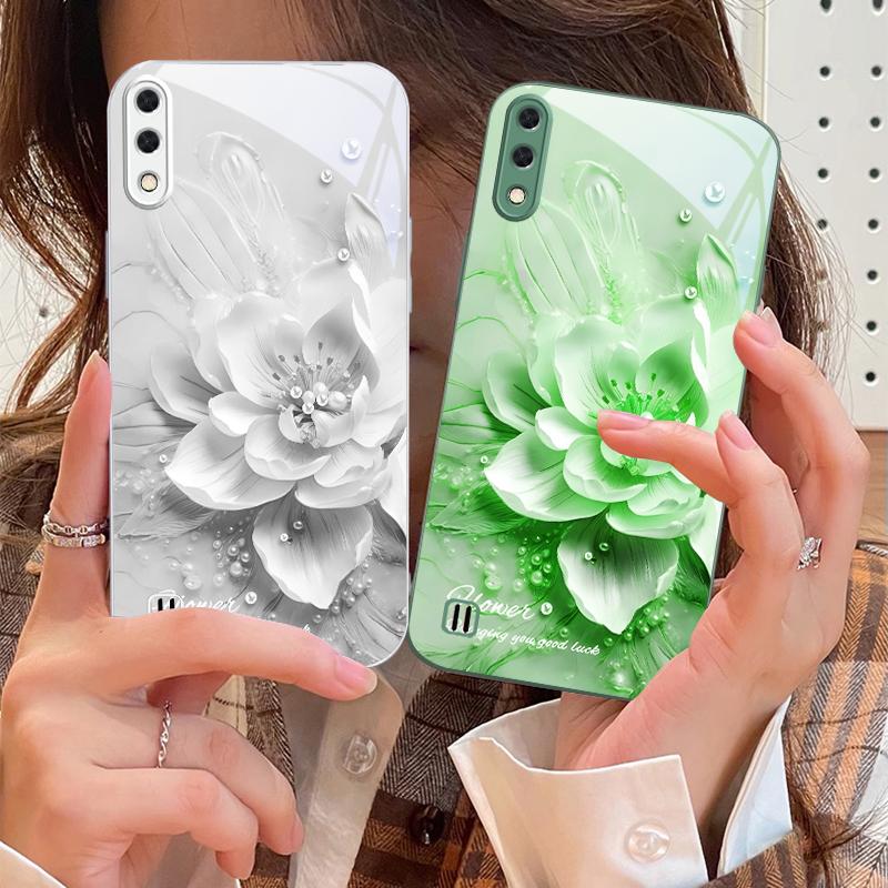 Blooming Blue Flowers For Samsung M02 12 Note 8 9 10 20 A 01 A02 A03 Core 04 05 06 10 12 13 14 15 A16 Glass Ultra Phone Case