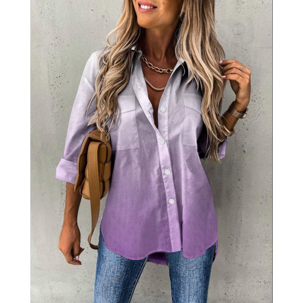 Dámska jarná móda Ležérna pouličná košeľa na gombíky Elegantná a pohodlná blúzka s dlhým rukávom Voľný top Oblečenie pre office lady