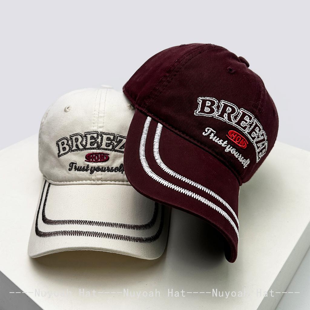Baseball Striped Stitching Embroidered Letterings Alphabet KFashion Style Korean Women Men Her Him For Fresh Caps Peaked Hats Sunshade Personal