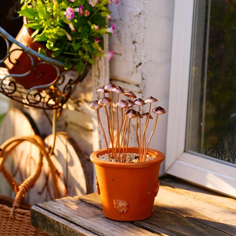 Metall Feengarten Pilze Dekorative Pilzfiguren Stecker Topfpflanze Landschaftsbaustecker Bodendekorationen für